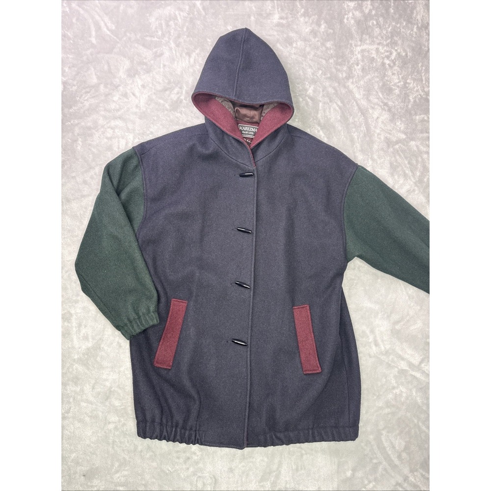Karizma East Ltd. Vintage Wool Coat Jacket Hooded made In USA